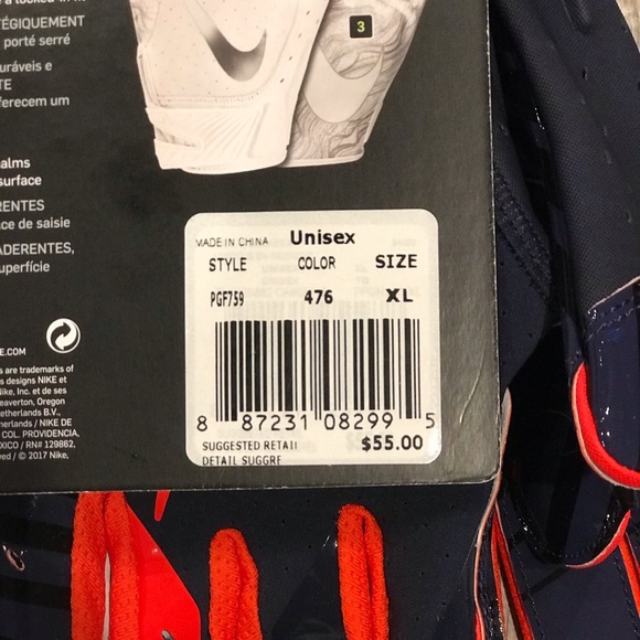 Nike Vapor Jet Syracuse Orange Football Gloves - Picture 4 of 4